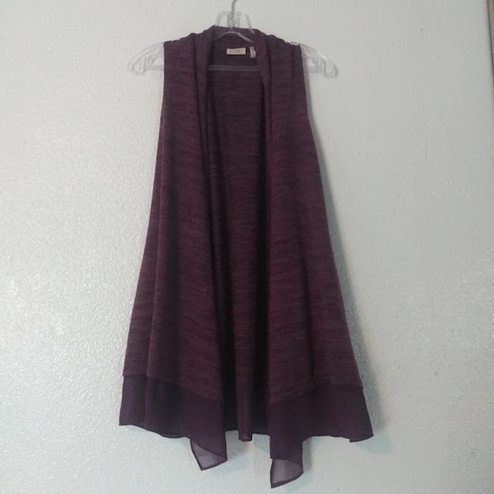 Logo by Lori Goldstein Women's S purple marbled sleeveless cardigan sweater